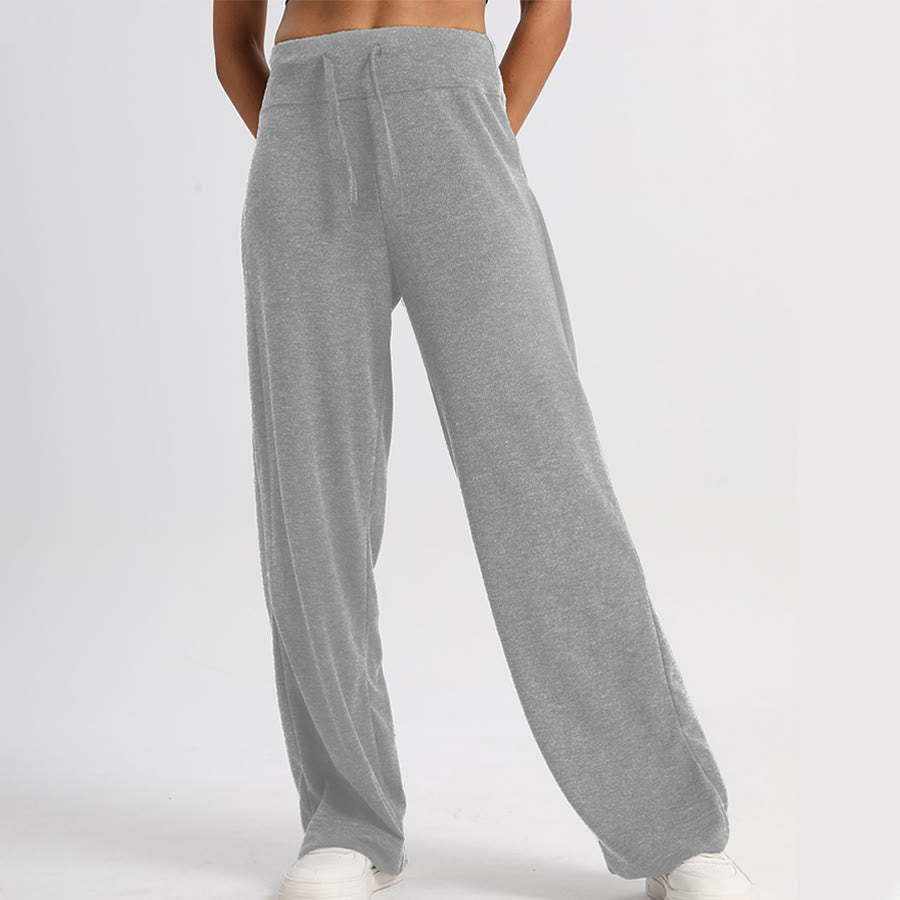 Pantaloni lunghi da donna Olivenorma a gamba larga, vita alta e coulisse - image 14