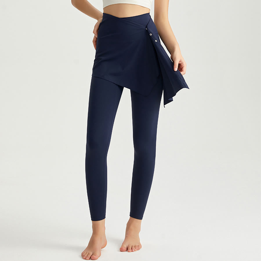 Pantaloni da yoga lunghi da donna Olivenorma a vita alta con gonna a portafoglio - Blu navy - XXL - image 9
