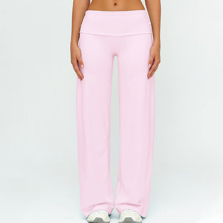 Pantaloni da yoga lunghi da donna Olivenorma a gamba larga e vita alta con risvolto - image 12
