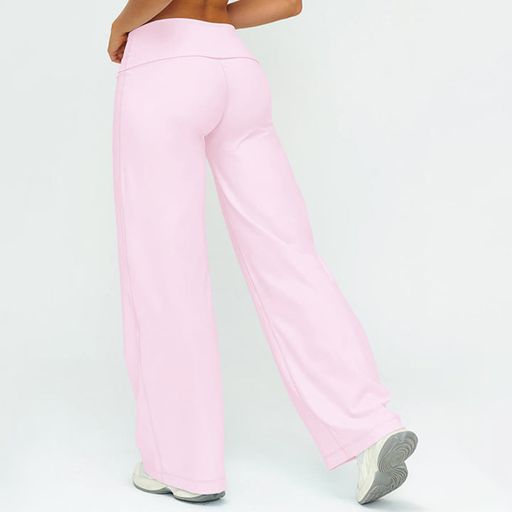 Pantaloni da yoga lunghi da donna Olivenorma a gamba larga e vita alta con risvolto - image 13