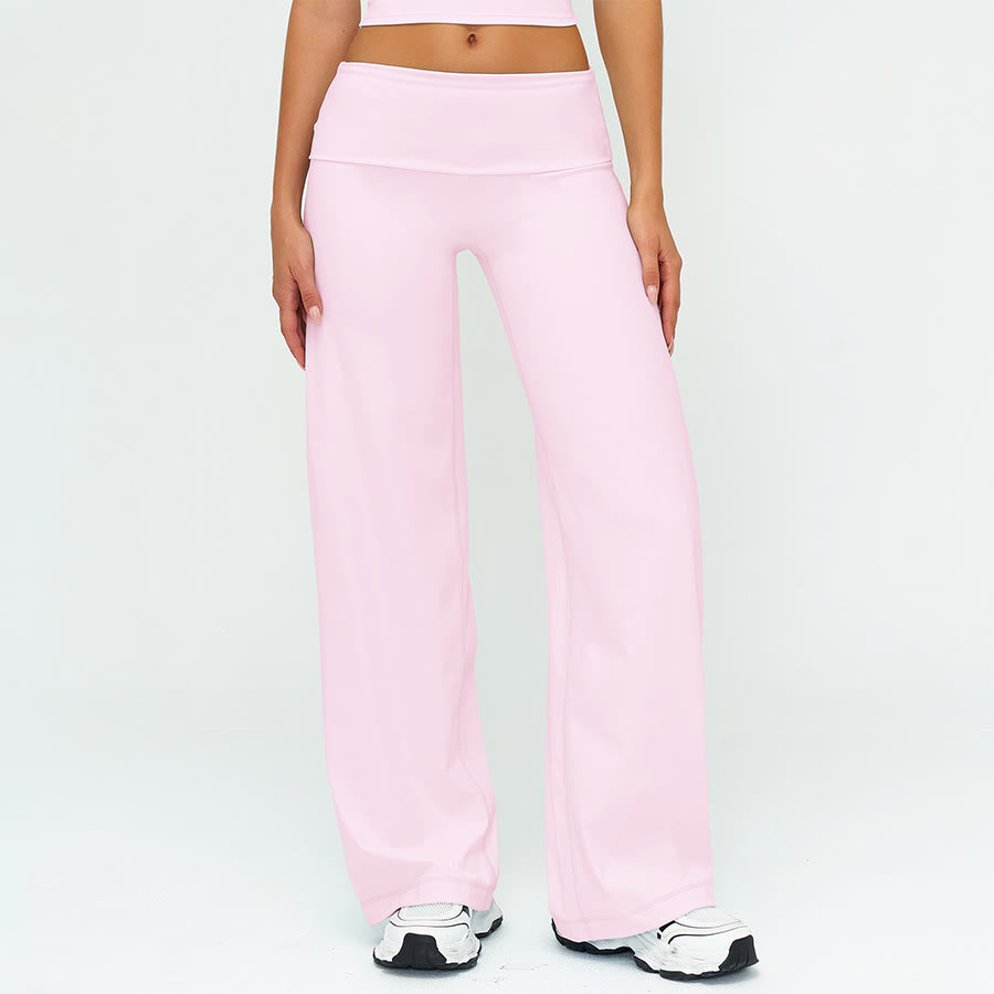 Pantaloni da yoga lunghi da donna Olivenorma a gamba larga e vita alta con risvolto - Rosa dei fiori di ciliegio - XL - image 11