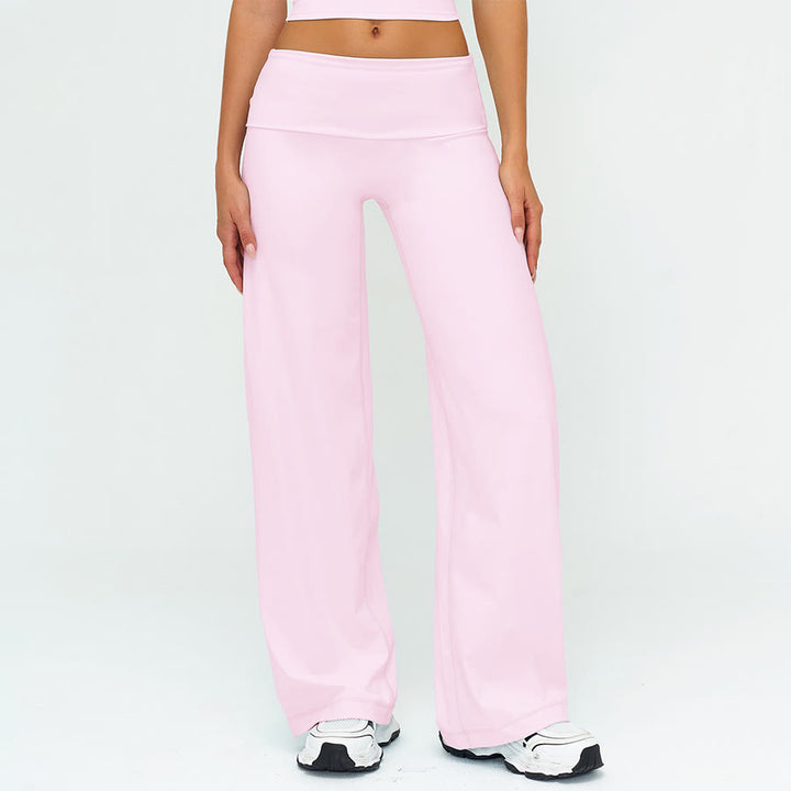 Pantaloni da yoga lunghi da donna Olivenorma a gamba larga e vita alta con risvolto - Rosa dei fiori di ciliegio - XL - image 11