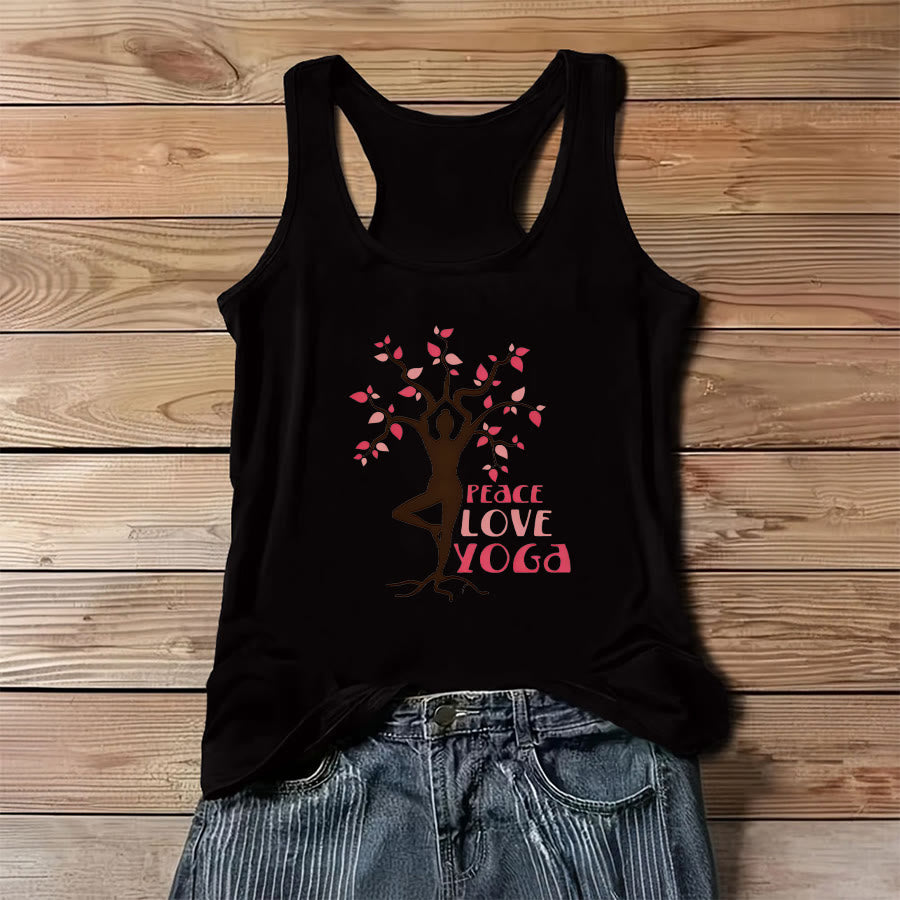 Canotta da donna Olivenorma Peace Love Yoga con stampa grafica e slogan. - Nero - 3XL - image 3