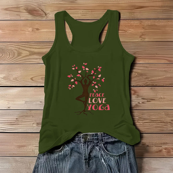 Canotta da donna Olivenorma Peace Love Yoga con stampa grafica e slogan. - Verde - 3XL - image 12