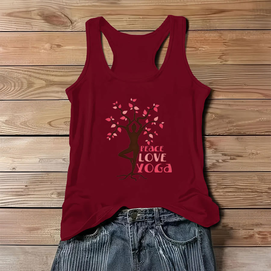 Canotta da donna Olivenorma Peace Love Yoga con stampa grafica e slogan. - Rosso - 3XL - image 6