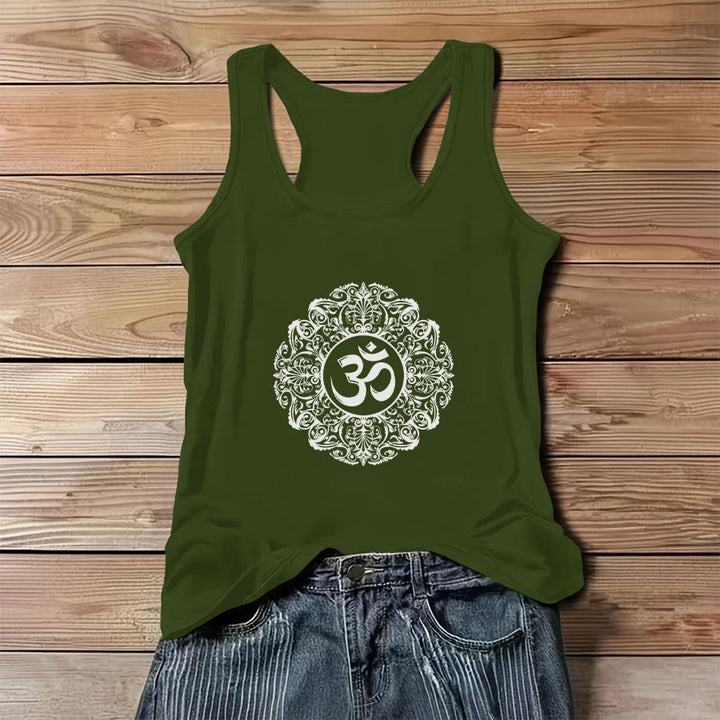 Canotta da donna Olivenorma con stampa grafica Om Mandala e slogan. - Verde - 3XL - image 0