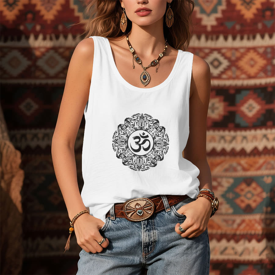 Canotta da donna Olivenorma con stampa grafica Om Mandala e slogan. - image 4