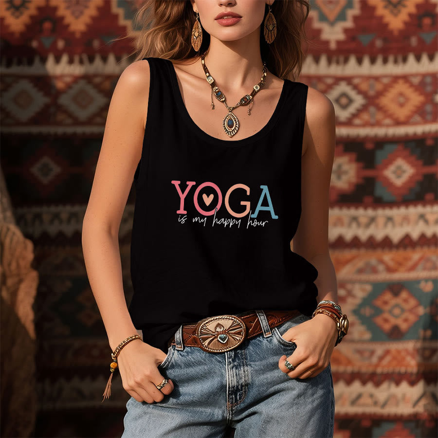 Canotta da donna Olivenorma con stampa grafica "Lo yoga è il mio posto felice" - image 1