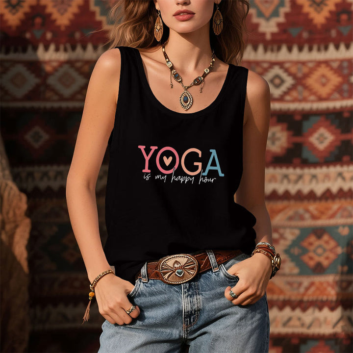 Canotta da donna Olivenorma con stampa grafica "Lo yoga è il mio posto felice" - image 1