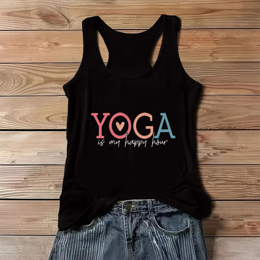 Canotta da donna Olivenorma con stampa grafica "Lo yoga è il mio posto felice" - Nero - 3XL - image 0
