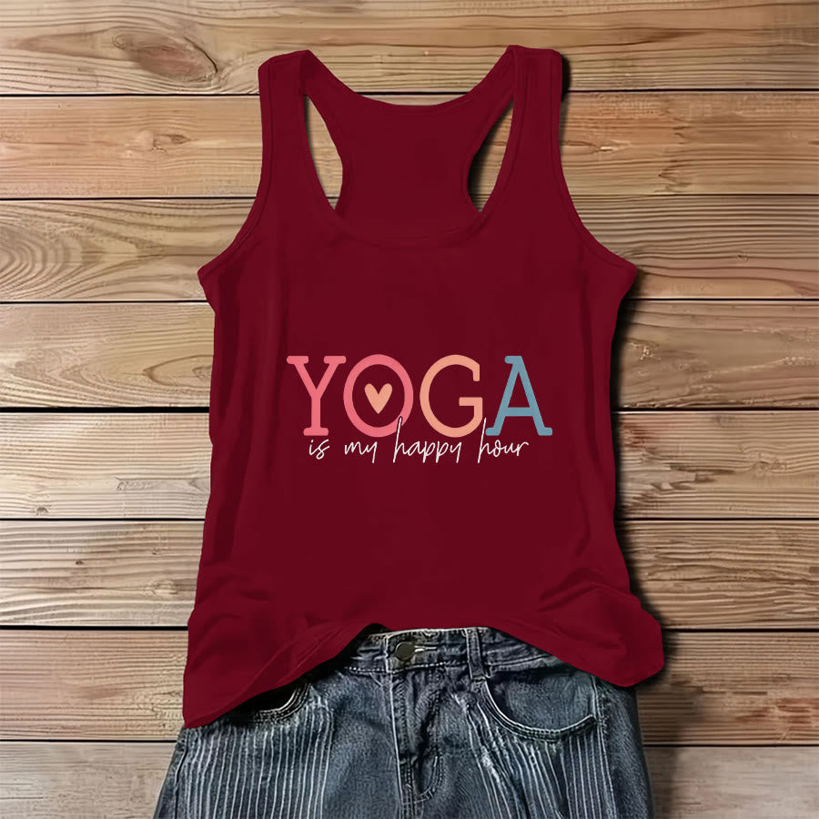 Canotta da donna Olivenorma con stampa grafica "Lo yoga è il mio posto felice" - Rosso - 3XL - image 9