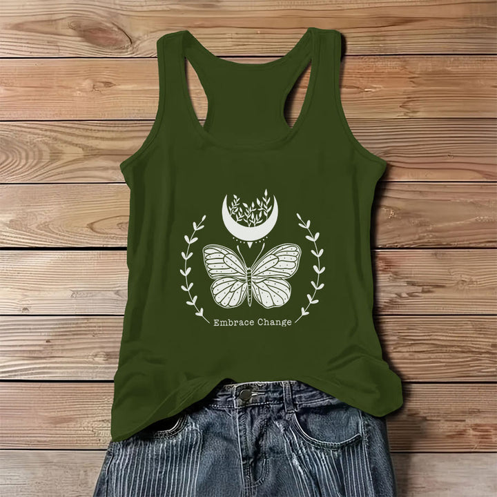 Canotta da donna Olivenorma con stampa grafica di farfalle e luna e slogan. - Verde - 3XL - image 12
