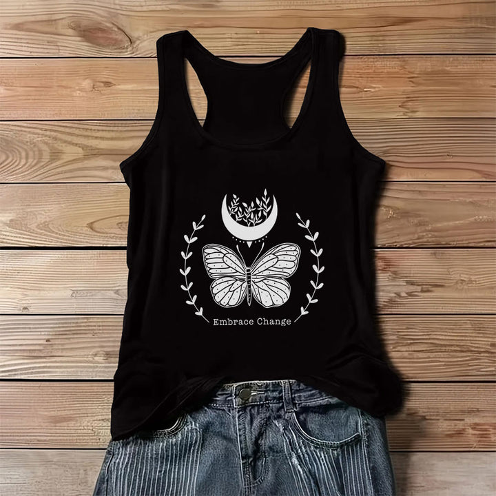 Canotta da donna Olivenorma con stampa grafica di farfalle e luna e slogan. - Nero - 3XL - image 6