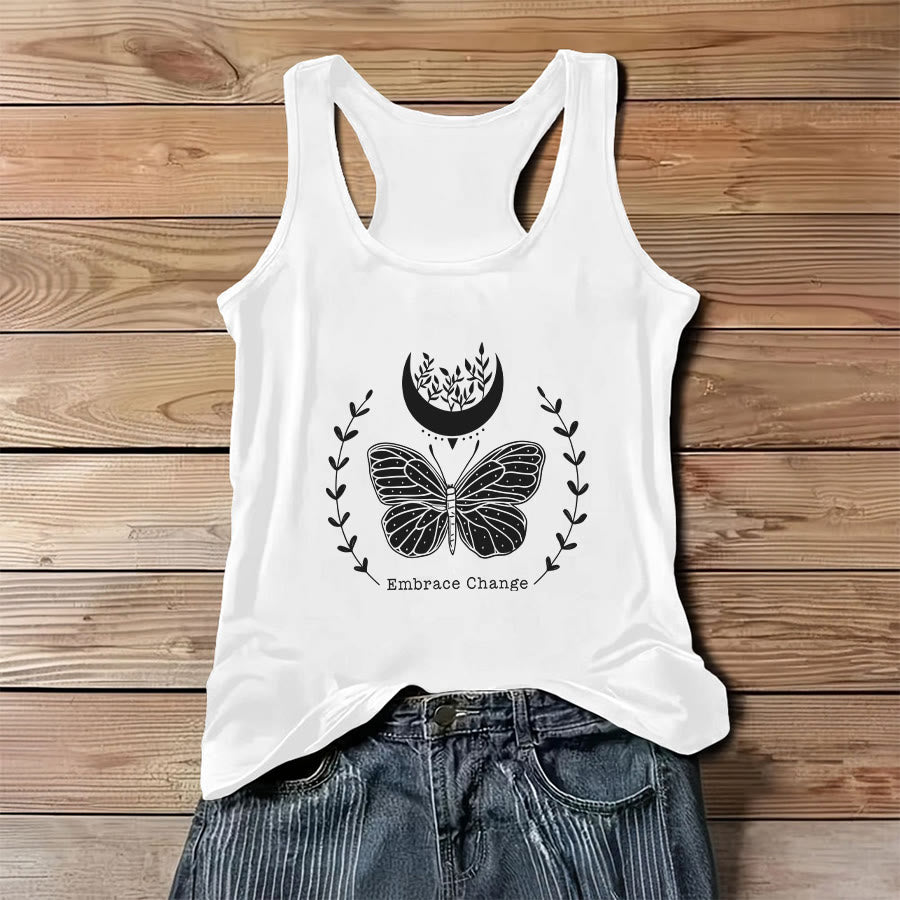 Canotta da donna Olivenorma con stampa grafica di farfalle e luna e slogan. - Bianco - 3XL - image 3