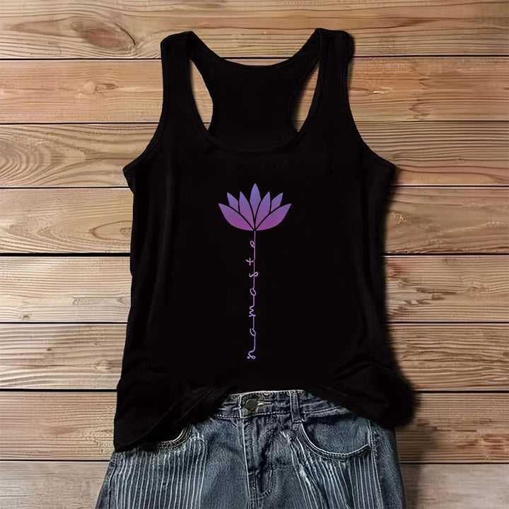 Canotta da donna Olivenorma Namaste Lotus con stampa grafica e slogan - Nero - 3XL - image 0
