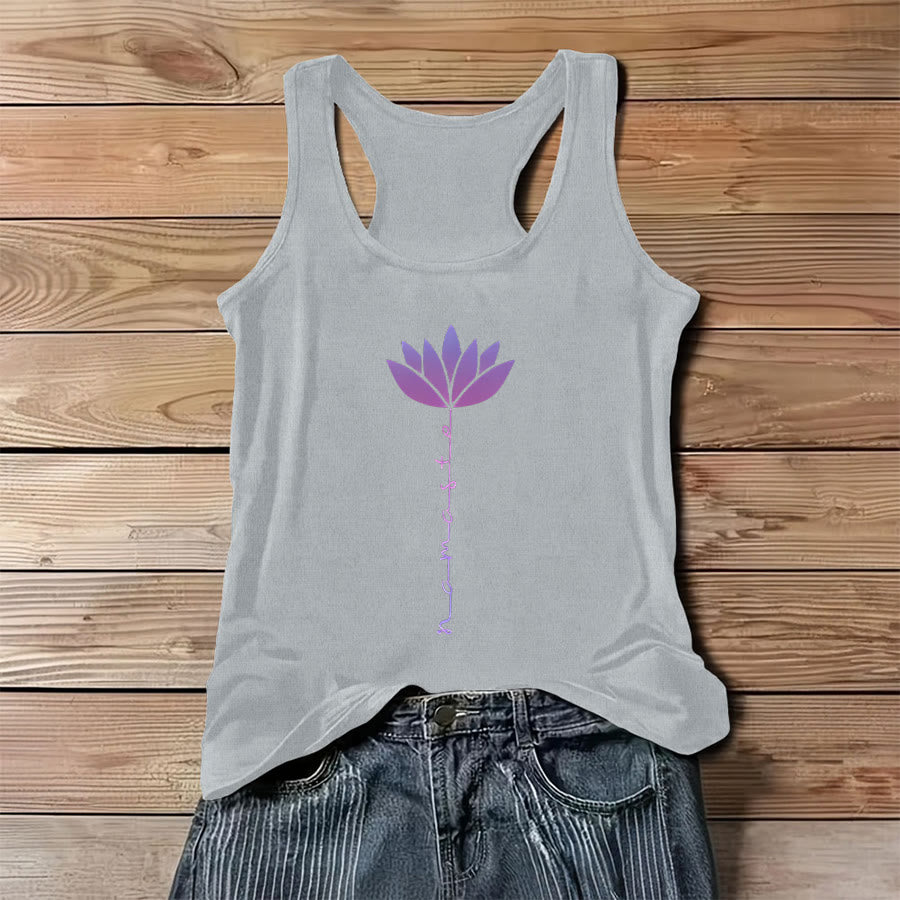Canotta da donna Olivenorma Namaste Lotus con stampa grafica e slogan - Grigio - 3XL - image 6