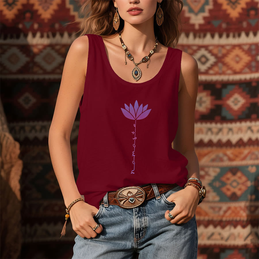 Canotta da donna Olivenorma Namaste Lotus con stampa grafica e slogan - image 10