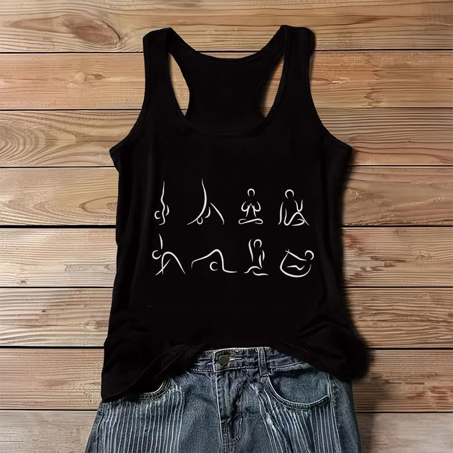 Canotta da donna con grafica a linee di pose yoga Olivenorma - Nero - 3XL - image 6