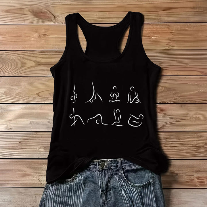 Canotta da donna con grafica a linee di pose yoga Olivenorma - Nero - 3XL - image 6