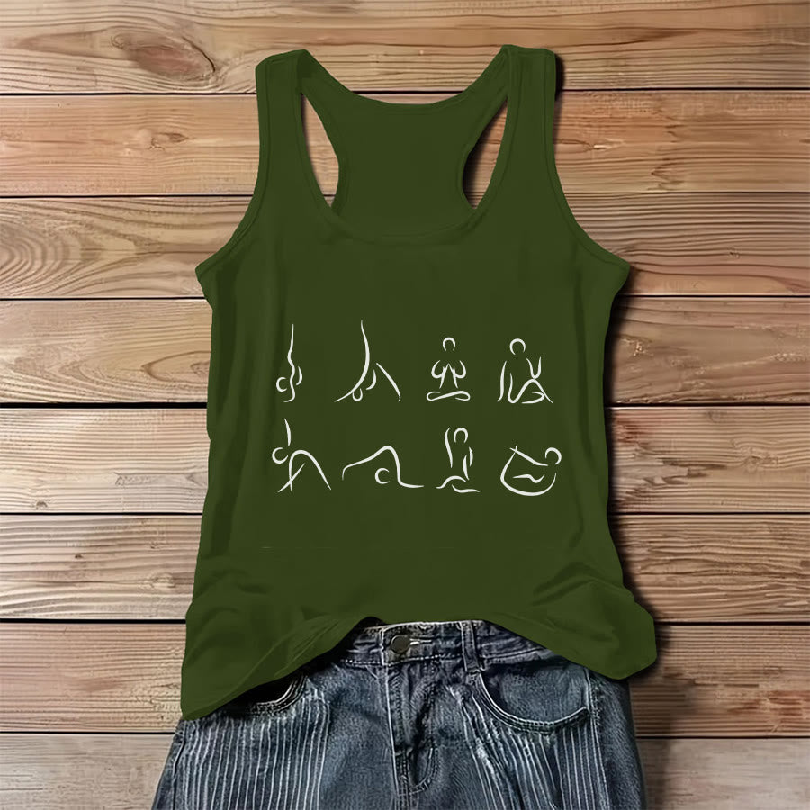 Canotta da donna con grafica a linee di pose yoga Olivenorma - Verde - 3XL - image 12