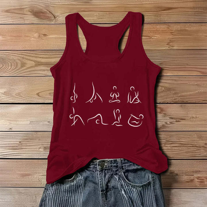 Canotta da donna con grafica a linee di pose yoga Olivenorma - Rosso - 3XL - image 9