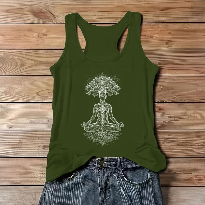 Canotta da donna Olivenorma con stampa grafica dell'Albero della Vita e Chakra. - Verde - 3XL - image 12