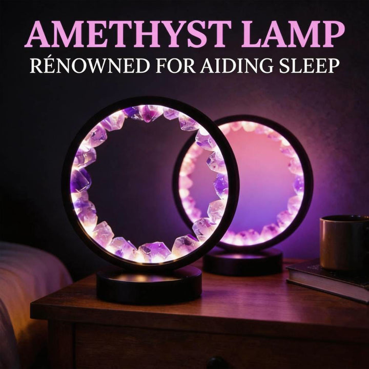 Lampada a LED ricaricabile Olivenorma Natural "Amethyst Crystal Cluster Zen Light" - Decorazione con cluster di cristalli di ametista - image 0