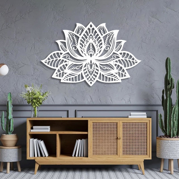 Decorazione da parete in metallo con mandala boho a forma di fiore di loto Olivenorma - Argento - image 7