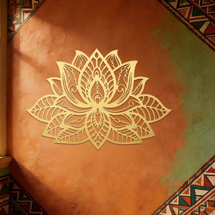Decorazione da parete in metallo con mandala boho a forma di fiore di loto Olivenorma - image 5