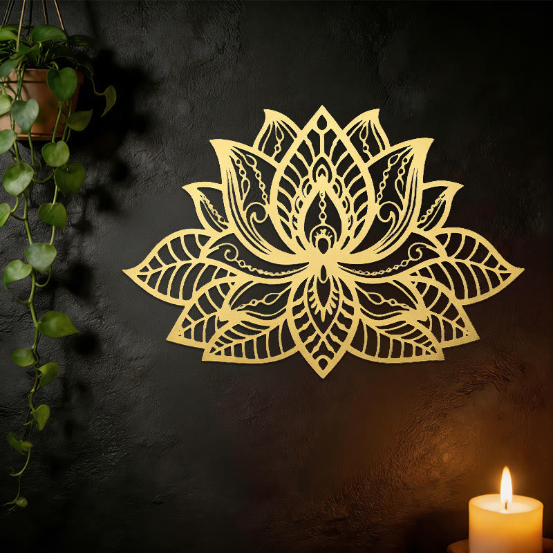 Decorazione da parete in metallo con mandala boho a forma di fiore di loto Olivenorma - image 6