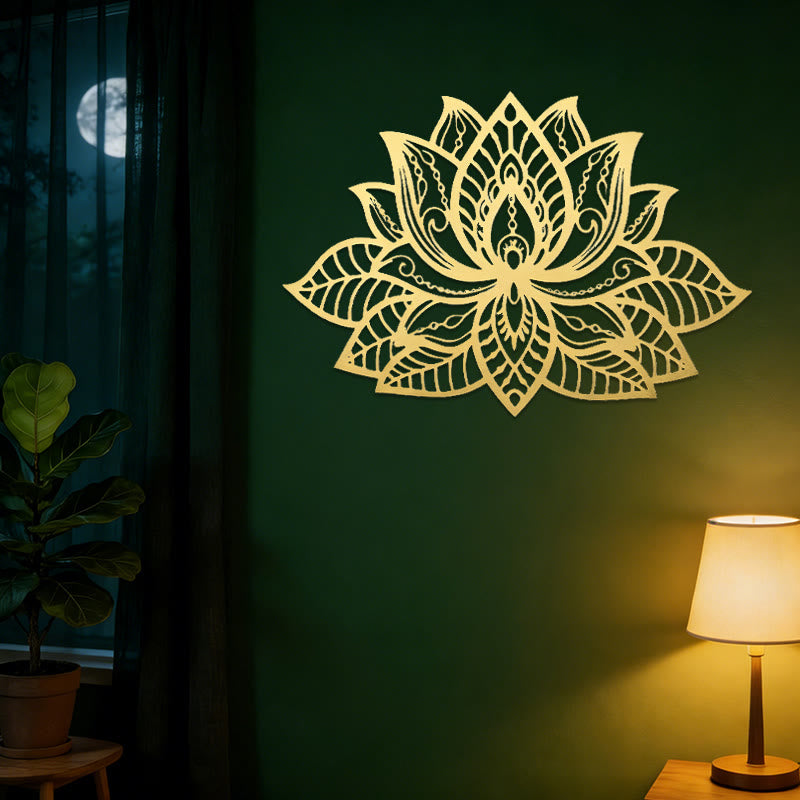 Decorazione da parete in metallo con mandala boho a forma di fiore di loto Olivenorma - image 4