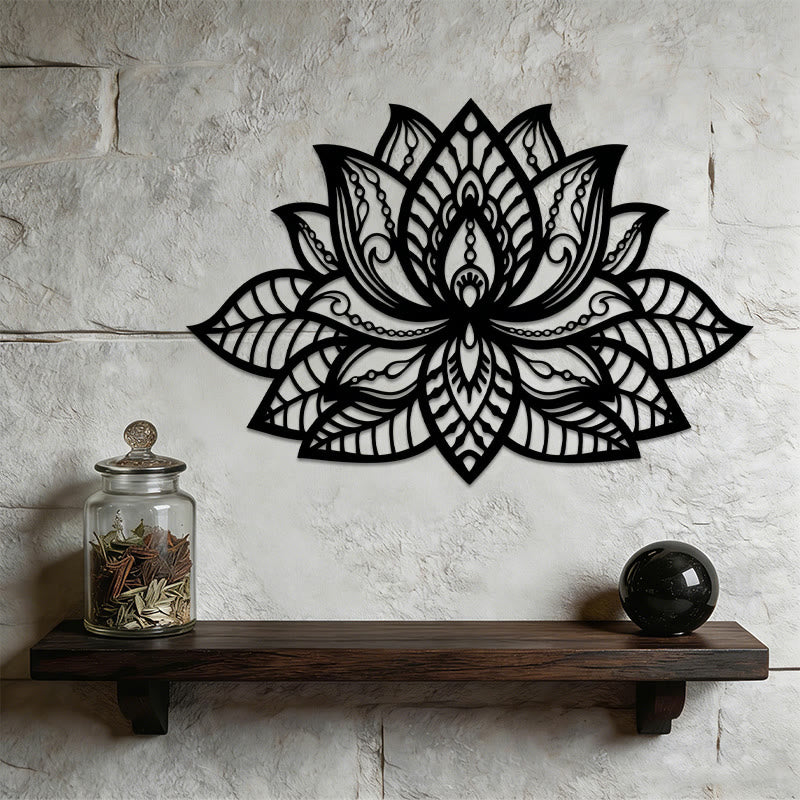 Decorazione da parete in metallo con mandala boho a forma di fiore di loto Olivenorma - image 2