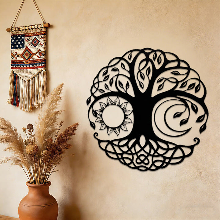 Decorazione murale in metallo Olivenorma Sole, Luna e Albero della Vita - image 3