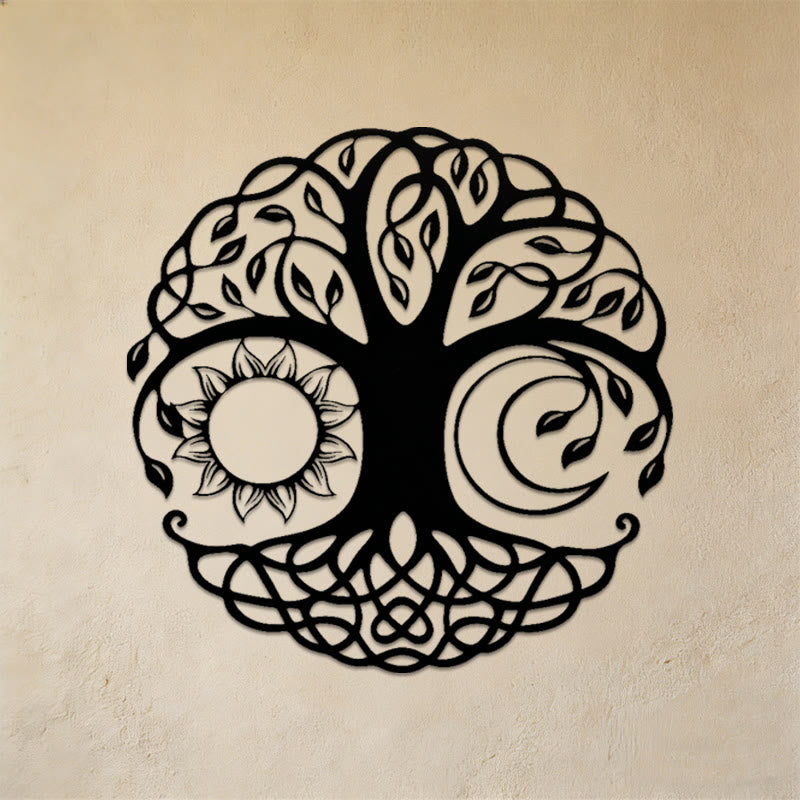 Decorazione murale in metallo Olivenorma Sole, Luna e Albero della Vita - image 1