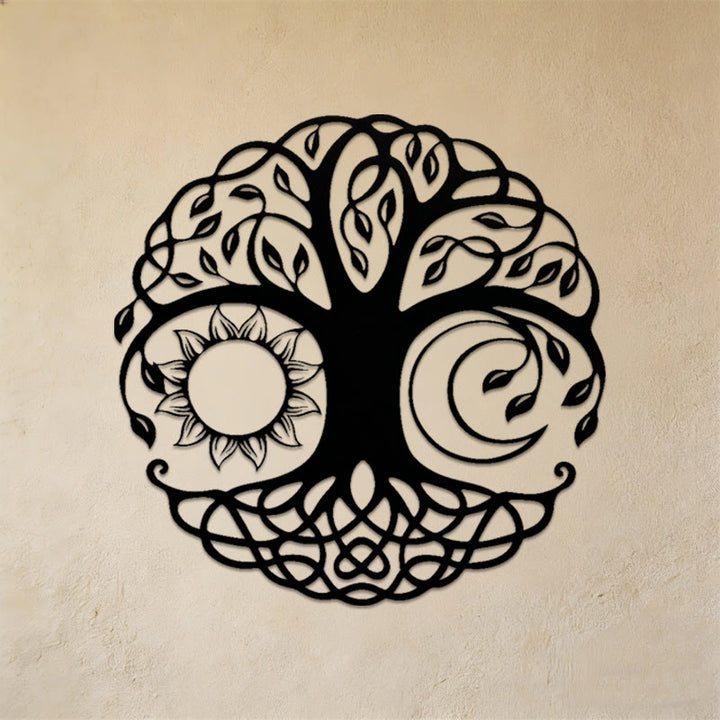 Decorazione murale in metallo Olivenorma Sole, Luna e Albero della Vita - image 1