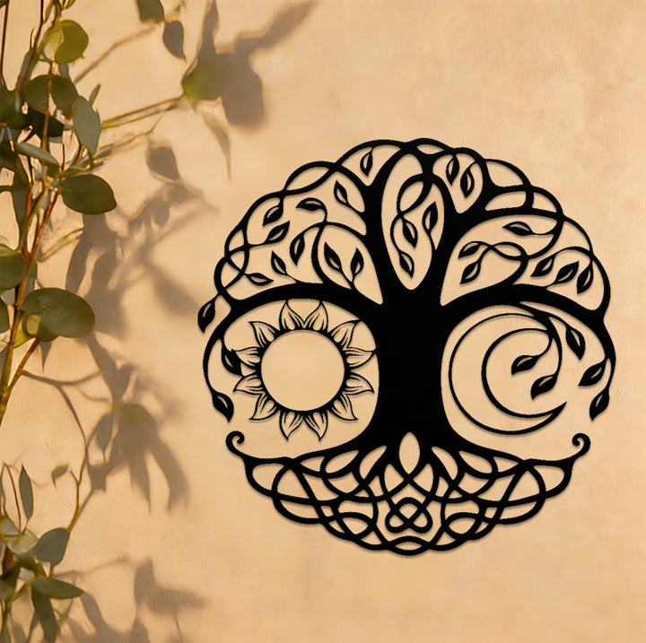 Decorazione murale in metallo Olivenorma Sole, Luna e Albero della Vita - image 2