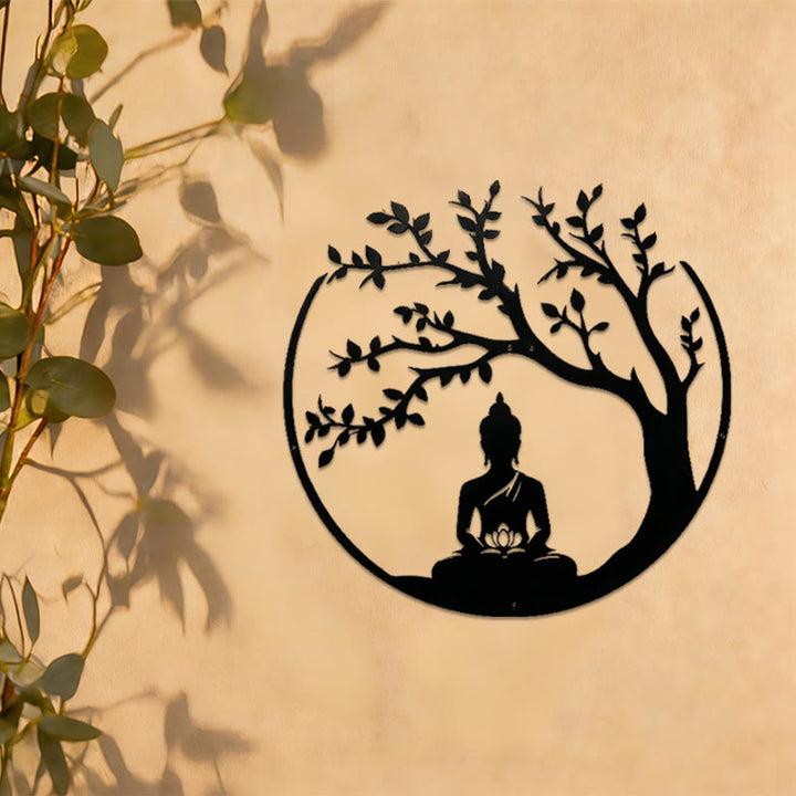 Decorazione murale in metallo con Buddha Olivenorma sotto l'albero della Bodhi - image 2