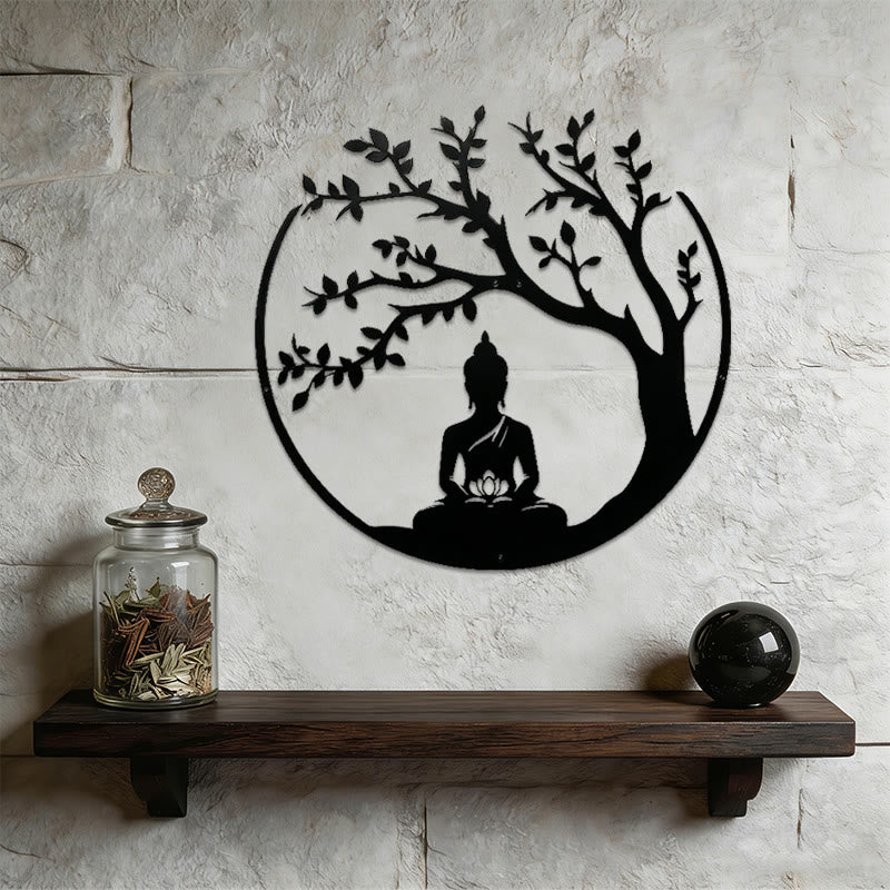 Decorazione murale in metallo con Buddha Olivenorma sotto l'albero della Bodhi - image 5
