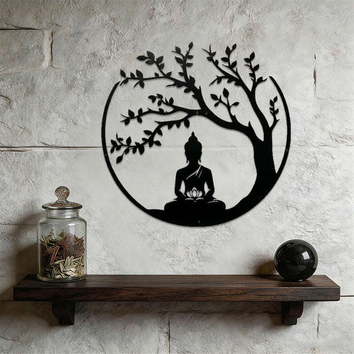 Decorazione murale in metallo con Buddha Olivenorma sotto l'albero della Bodhi - image 5