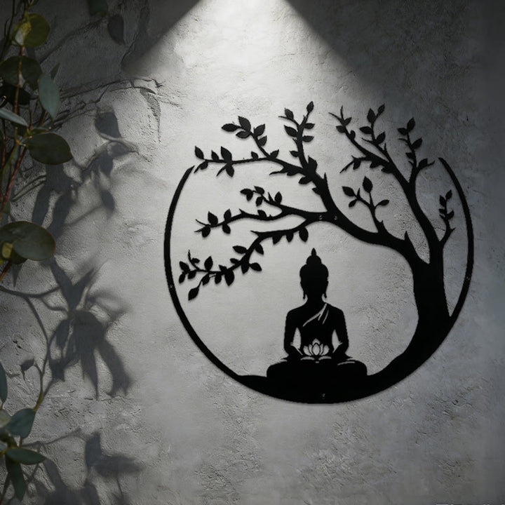 Decorazione murale in metallo con Buddha Olivenorma sotto l'albero della Bodhi - image 4