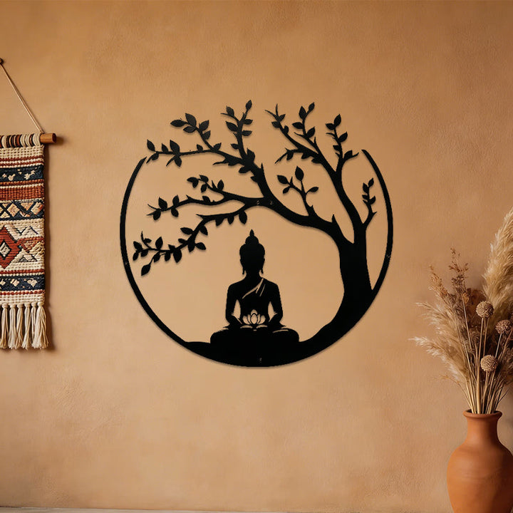 Decorazione murale in metallo con Buddha Olivenorma sotto l'albero della Bodhi - image 3