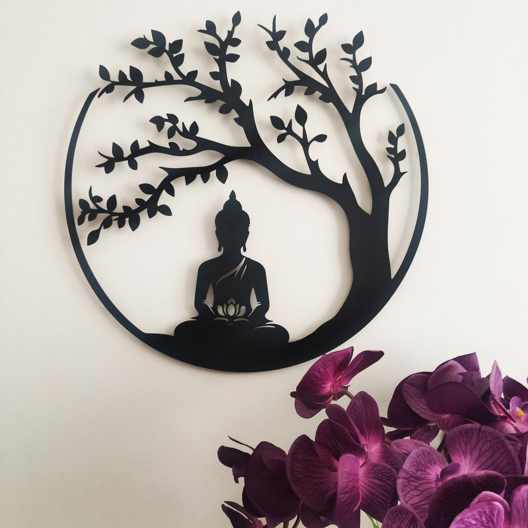 Decorazione murale in metallo con Buddha Olivenorma sotto l'albero della Bodhi - image 1