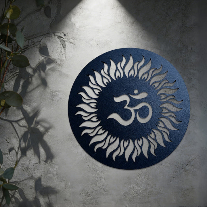 Olivenorma Om Symbol Sunburst Decorazione da parete in metallo - image 4
