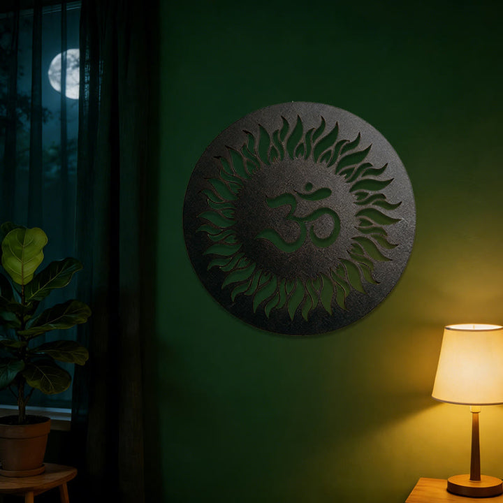 Olivenorma Om Symbol Sunburst Decorazione da parete in metallo - image 3