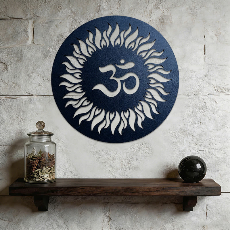 Olivenorma Om Symbol Sunburst Decorazione da parete in metallo - 38 cm*38 cm*1,2 mm - image 0