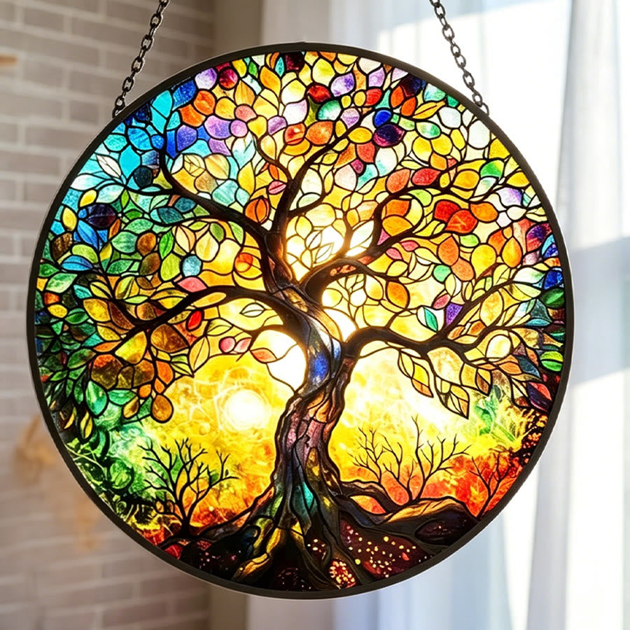 Acchiappasole in vetro colorato Olivenorma con l'Albero della Vita. - image 1