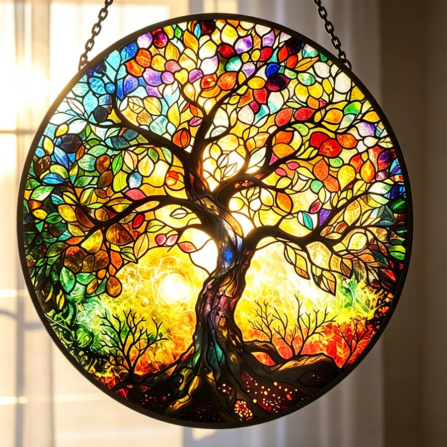 Acchiappasole in vetro colorato Olivenorma con l'Albero della Vita. - image 3