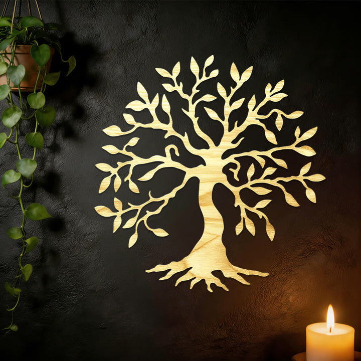 Decorazione da parete in metallo Olivenorma a forma di albero della vita rustico - D'oro - image 0