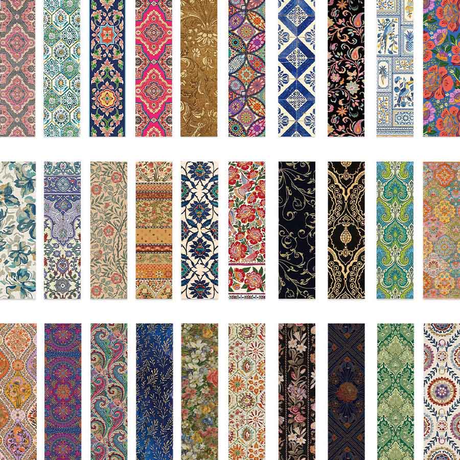 Segnalibro Olivenorma Vintage Boho con motivo floreale, paisley e piastrelle. - image 4