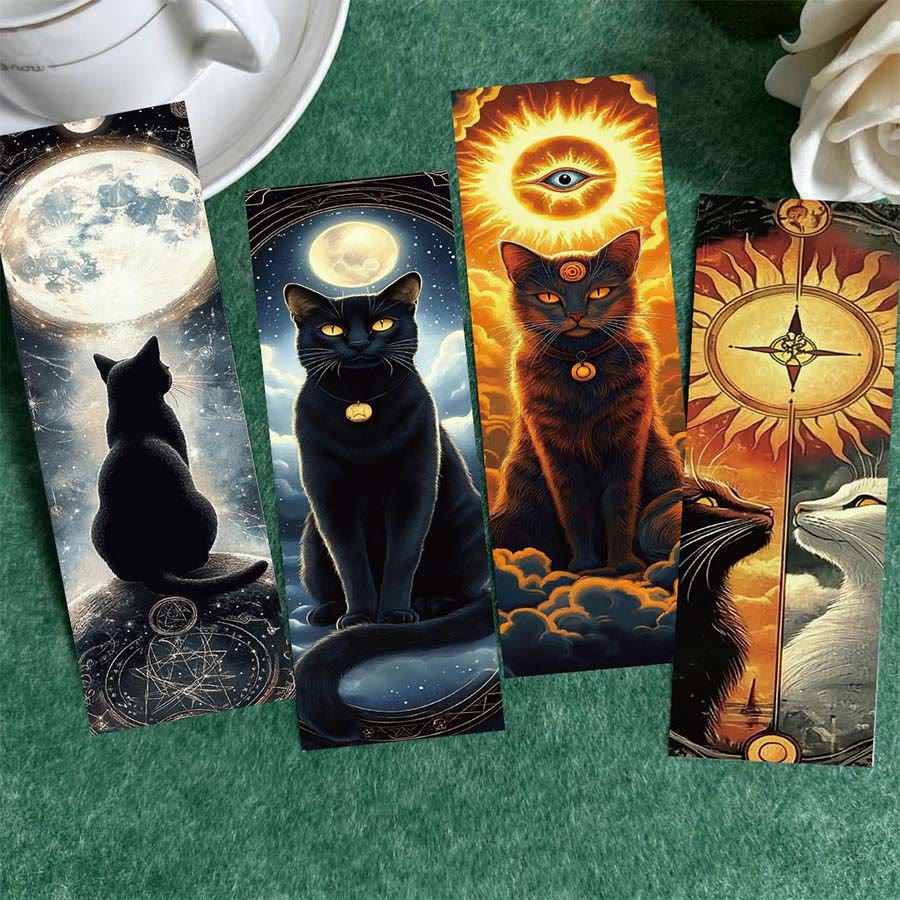 Segnalibro Olivenorma Mystical Celestial Cat Black Cat Luna Sole - Un set di 30 carte - image 0